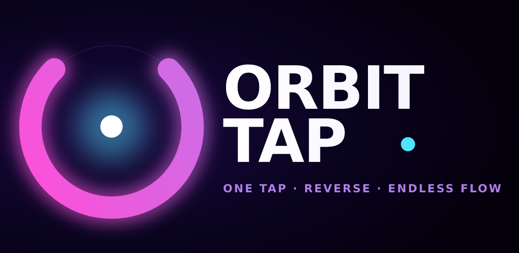 Orbit Tap key art — neon arc and glowing dot